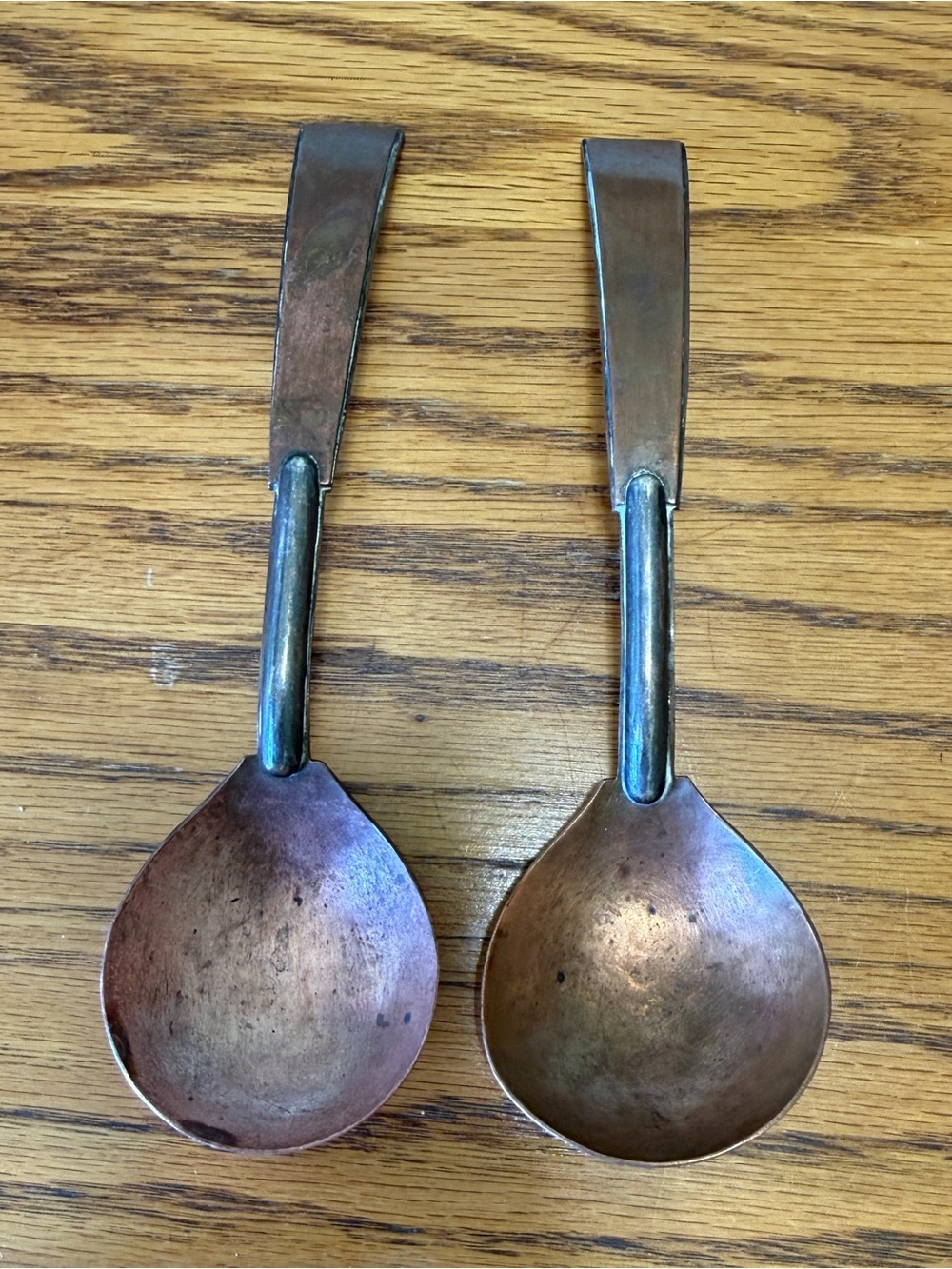 Vintage Hand Forged Brass serving Spoons 8”
